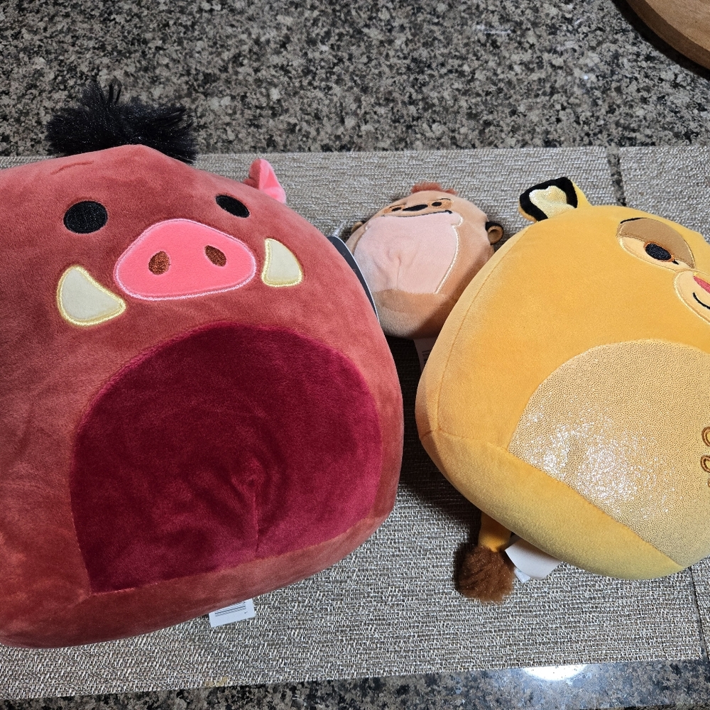 Squishmallow Timon 5" and Pumbaa 10" / 12" Simba 8"